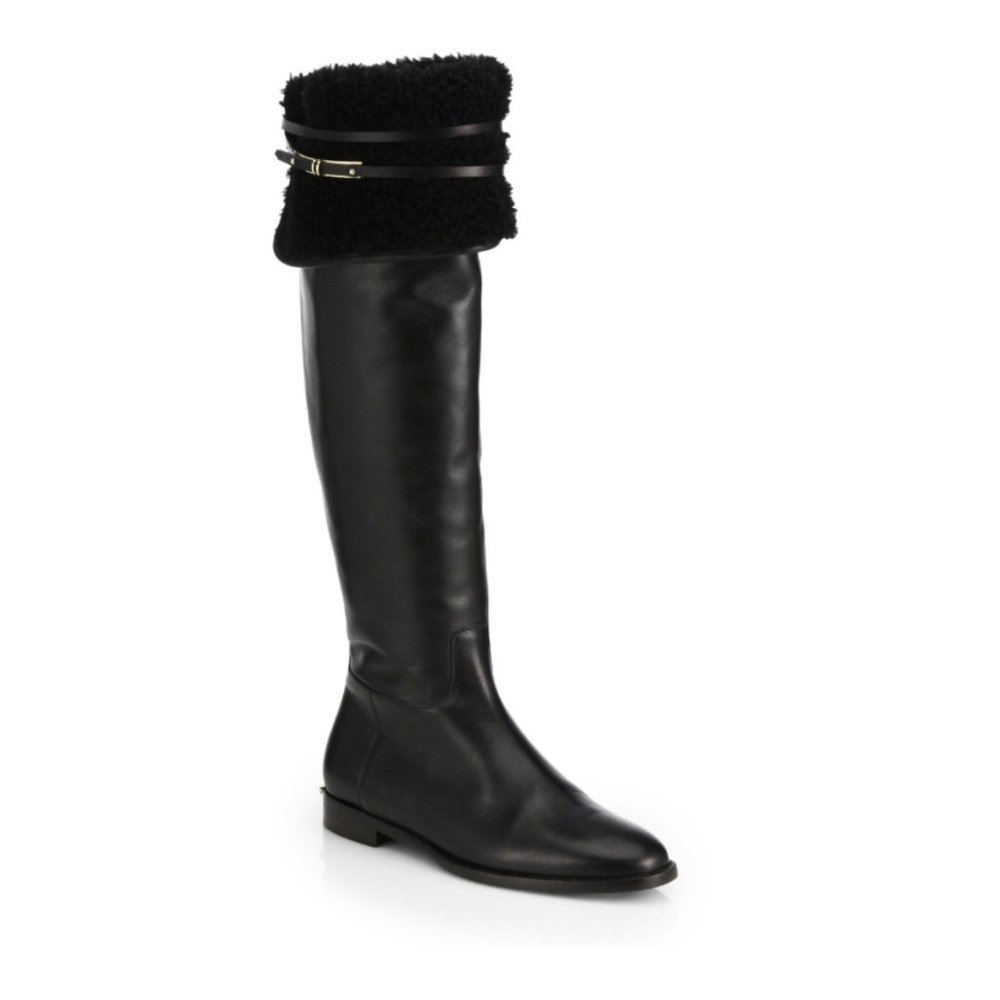 Burberry Ferriby Flat Knee High Shearling Boots